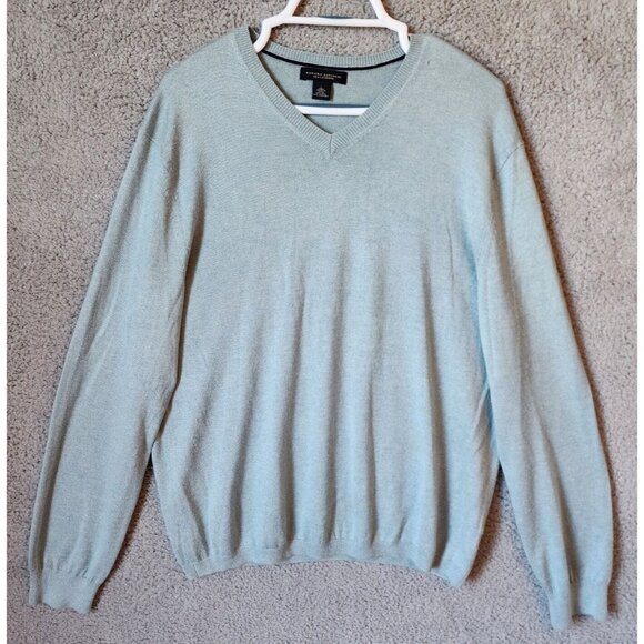 Banana Republic Silk Cashmere Blue Long Sleeve V Neck Sweater Size Large - Picture 1 of 12